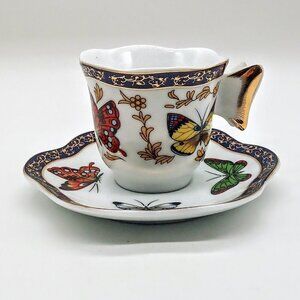 CC&T Butterfly Porcelain Cup & Saucer (3)